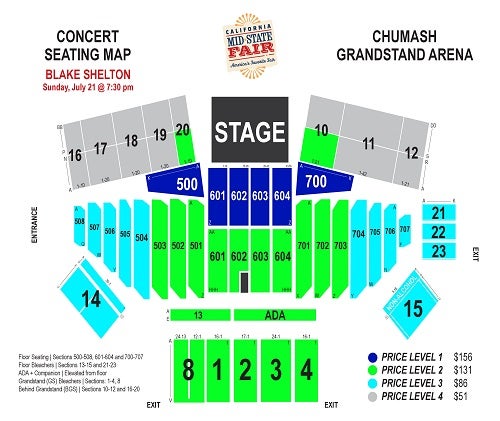 Blake Shelton Seating Chart